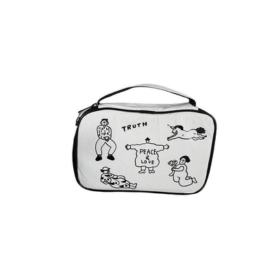 Elegante padrão floral branco Saco de viagem lavável de grande capacidade Cosmético com fecho