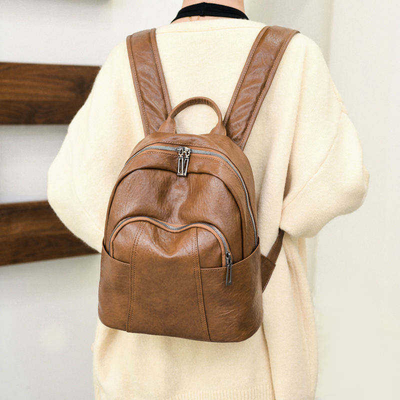 Experimente conforto e durabilidade com mochila mini trapezoide PU de couro unisex