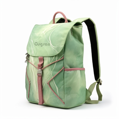 Mochila de viagem de nylon à prova d'água com bolsos frontais duplos e fecho de fecho portátil