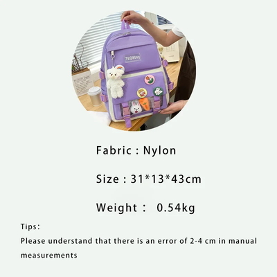 Atacado 4pcs/Set Mochila de escola primária meninas Harajuku Kawaii Mochila de estudante Mochila de adolescente Mochila de grande capacidade Mochila de estudante Mochila de escola meninas