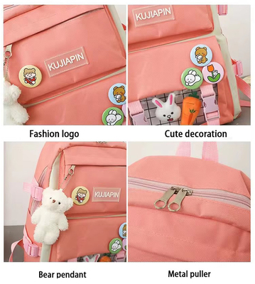 Atacado 4pcs/Set Mochila de escola primária meninas Harajuku Kawaii Mochila de estudante Mochila de adolescente Mochila de grande capacidade Mochila de estudante Mochila de escola meninas