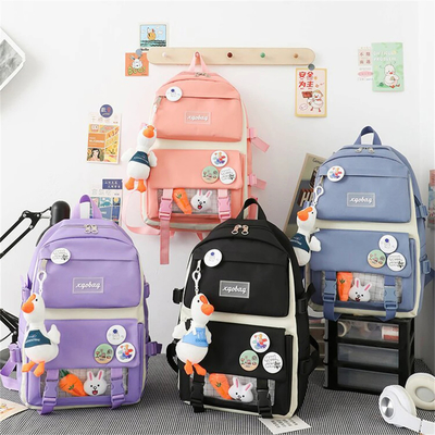Atacado 4pcs/Set Mochila de escola primária meninas Harajuku Kawaii Mochila de estudante Mochila de adolescente Mochila de grande capacidade Mochila de estudante Mochila de escola meninas