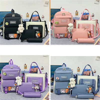 Atacado 4pcs/Set Mochila de escola primária meninas Harajuku Kawaii Mochila de estudante Mochila de adolescente Mochila de grande capacidade Mochila de estudante Mochila de escola meninas