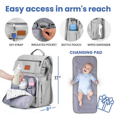 Bolsa de fraldas personalizada para bebê com almofada de mudança Bolsas de viagem grandes para bebê recém-nascido