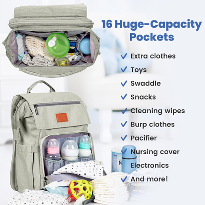 Bolsa de fraldas personalizada para bebê com almofada de mudança Bolsas de viagem grandes para bebê recém-nascido
