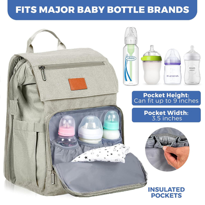 Bolsa de fraldas personalizada para bebê com almofada de mudança Bolsas de viagem grandes para bebê recém-nascido